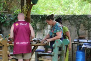 Beautiful couple enjoying a cooking in Arugambay as part of a tuk-tuk safari Arugambay experience, learning local cuisine with Arugambay Agenda